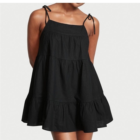 🚨 Victoria’s Secret mini Baby doll cover up dress Tie spaghetti straps - Picture 2 of 9